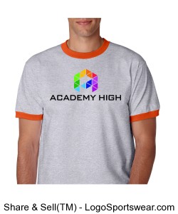 Augusta Grey with Orange Trim Adult 50/50 Ringer T-shirt Design Zoom
